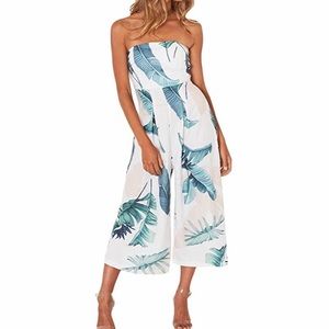 🆕Off Shoulder Print Casual Loose Fit Jumpsuit